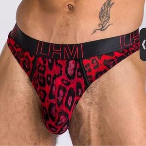 Red Leopard Print Men's Thong